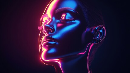 Poster - A woman's face is shown in a neon color