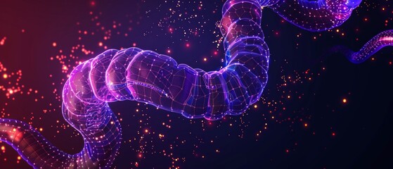 Wall Mural - artistic depiction of a dna molecule with a spiral structure of red and blue dots on a black backgro