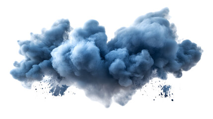 Wall Mural - Dramatic Blue Smoke Cloud Isolated on White Background for Creative Projects