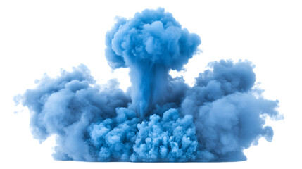 Wall Mural - Vibrant Blue Smoke Explosion on White Background – Abstract Art