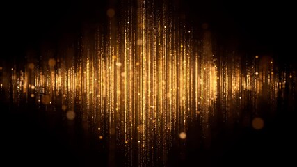 Wall Mural - gold background with shiny sparkles. bright golden rays of light with glitter particles motion textu