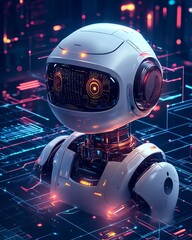 Leinwandbilder - AIdriven technology for boosting work efficiency, data analysis, and efficient tools, using AI chatbots to solve problems in business environments