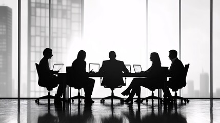 Aufkleber - Business people having a meeting in a modern office with city view