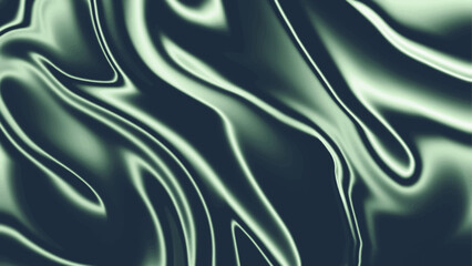 Wall Mural - Green liquid background. Abstract glitter fabric. Colorful smooth swirls background. 