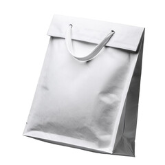 Wall Mural - White paper bag 3D render icon isolated on white background cutout versatile and durable packaging option reusable