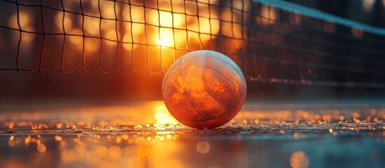 Wall Mural - Sunset volleyball scene.