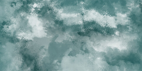 Poster - Watercolor wash texture in soothing blue and green hues, with soft, calming backdrop. Background with rays distressed texture and a grunge design. Cloudscape atmosphere exploding effect.
