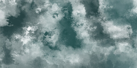 Poster - Watercolor wash texture in soothing blue and green hues, with soft, calming backdrop. Background with rays distressed texture and a grunge design. Cloudscape atmosphere exploding effect.