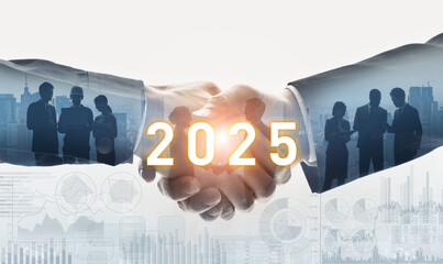 Aufkleber - Multinational business people network concept. 2025 New Year concept. New year's card 2025.