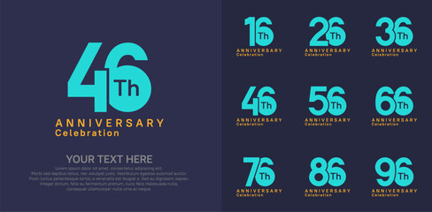 Wall Mural - Anniversary logo set vector design, blue and orange color for celebration event