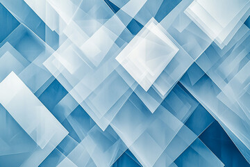 a modern abstract blue background with layered textures of white transparent materials arranged in a