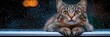 © Oleksandr - Cat sitting on windowsill watching raindrops fall outside on a gloomy day