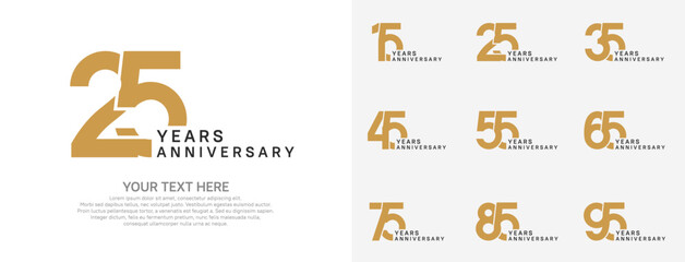 Wall Mural - Anniversary logo set vector design, brown color for celebration event