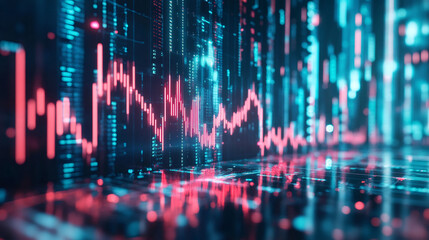 Aufkleber - Financial market chart glowing as profits increase with digital data visualization