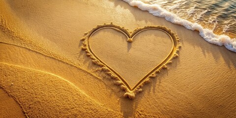 Golden Sands Heart A Romantic Beach Scene at Sunrise