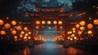 © Wida - Illuminated Pathway Through Asian Style Gate With Lanterns