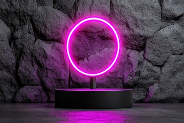 Poster - A simple abstract design of a glowing portal ring with clean lines and muted colors
