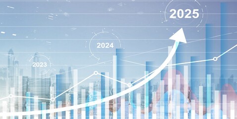 Wall Mural - financial background, economic growth 2023-2025. abstract background