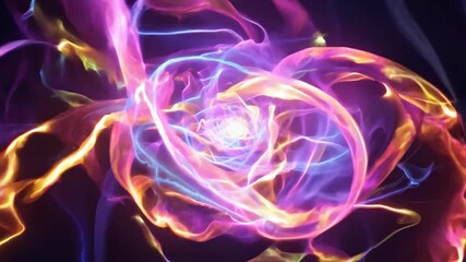 Poster - Exploring dynamic light patterns in a dark background with swirling energy and vibrant colors in a captivating display