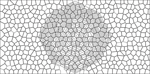 Wall Mural - Structure of cracking. Black & white broken quartz stained glass background. Quartz Crystal Voronoi Diagram Background for Website, Fabric Printing, Brochures. Abstract White Colored Broken Stained-Gl