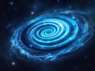 Wall Mural - glowing spiral clock swirls within a starry cosmic nebula backdrop