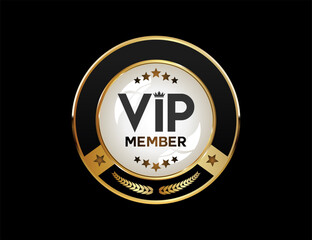 Wall Mural - vip membership golden label or badge stock illustration isolated on black background