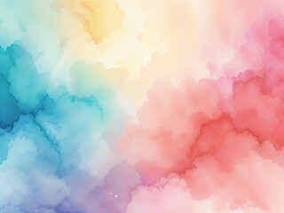 Wall Mural - watercolor clouds blend smoothly in a gradient of soft pastel colors creating a serene backdrop
