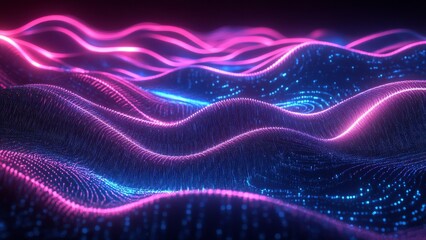 Wall Mural - colorful waves of light create a mesmerizing digital landscape