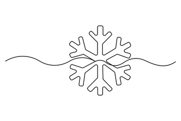 Wall Mural - snowflake continuous one line drawing of winter editable stroke. doodle vector illustration