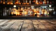 © Maestro - Elevated wooden table showcasing a blurred bar background at night