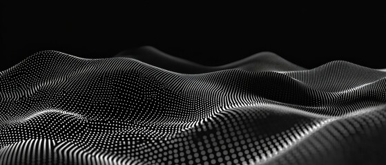 Wall Mural - abstract waving particle technology background design. abstract wave moving dots flow particles