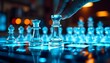 © pippadigs - A close-up of a hand moving a glass chess piece on a illuminated board, showcasing strategy and focus.