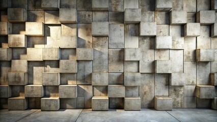 Poster - Abstract Textured Cubic Wall Design with Subtle Lighting