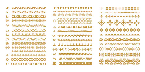 Wall Mural - vector set of geometric ornaments in kazakh style. traditional pattern for decoration of textile, ho