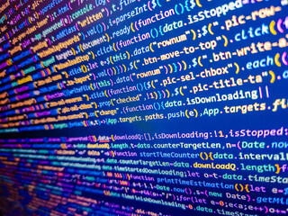 programming code on computer screen. green binary code on computer screen texture background. abstra