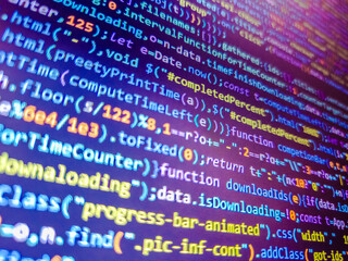 encrypted data. developer work. software source code. technology display. programming code abstract 