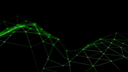 Wall Mural - abstract green network connection visualization showing interlinked nodes and lines