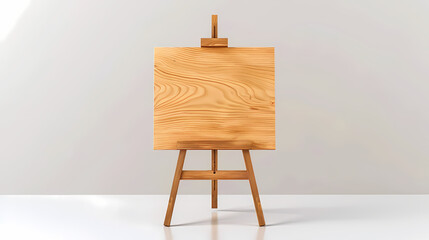 Blank Canvas on Wooden Easel: A minimalist wooden easel holds a blank canvas, ready to be filled with creativity.