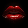© GreenOptix - female lips made out of (electric wires) , solid (dark background) lighting highlighting details, in focus (ultra detail) high definition