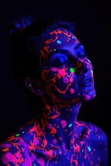 Wall Mural - Woman Bathed in UV Blacklight