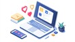 © arisa - laptop social media engagement marketing illustration