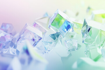 Isometric glassmorphism IT, web Agency, webscrapers, ai, white, green, blue, light colors, purple