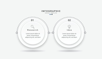 Fototapete - Vector Infographic label design template with icons and 2 options or steps.