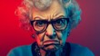 © Irina - Angry aggressive rude grandma composition background