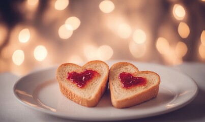 Sticker - Two slices of bread with jelly in the middle, forming a heart shape