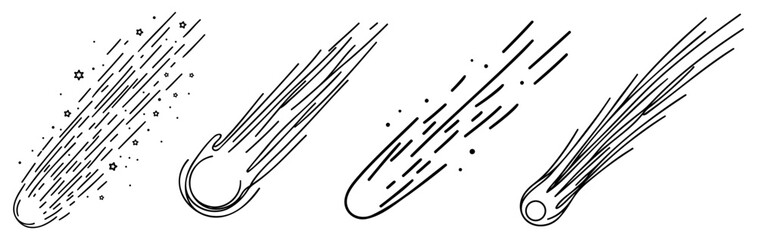 falling comet or star line drawn set