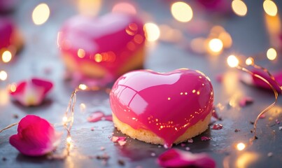 Sticker - A pink heart shaped cake with pink frosting on top