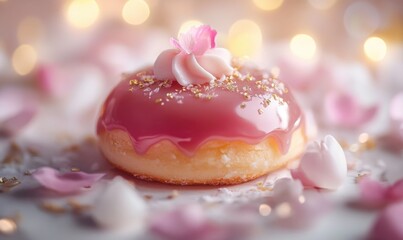 Sticker - A pink frosted donut with a flower on top