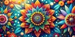 © Arnada - Vibrant Mid-Century Geometric Flower Shapes for Artistic Backgrounds and Posters in Bold Colors with Bokeh Effect for Unique Prints and Art Designs