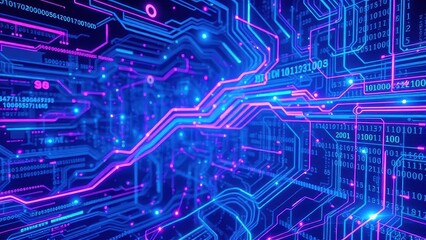 Abstract digital background with binary code and network lines, technology, cybersecurity, data protection, data security
